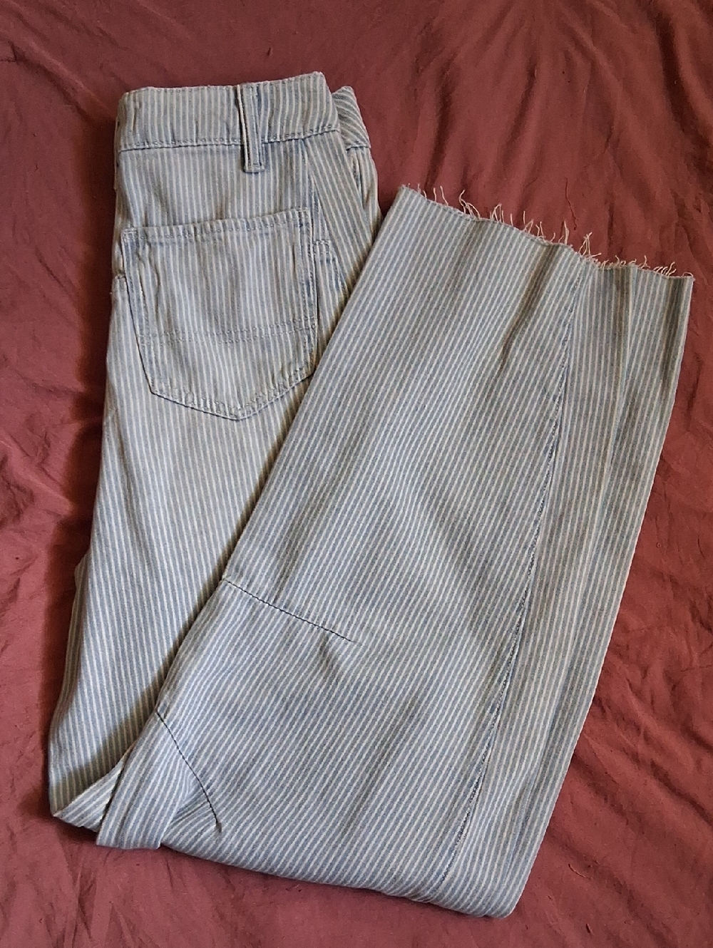SO Light Blue and White Striped Wide Leg Jeans
